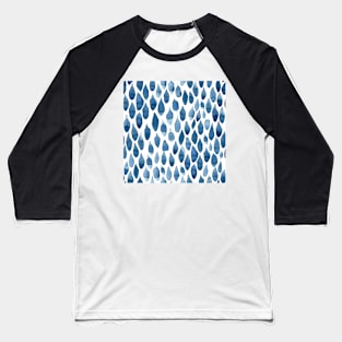 Rain repeating pattern watercolor blue & white Baseball T-Shirt